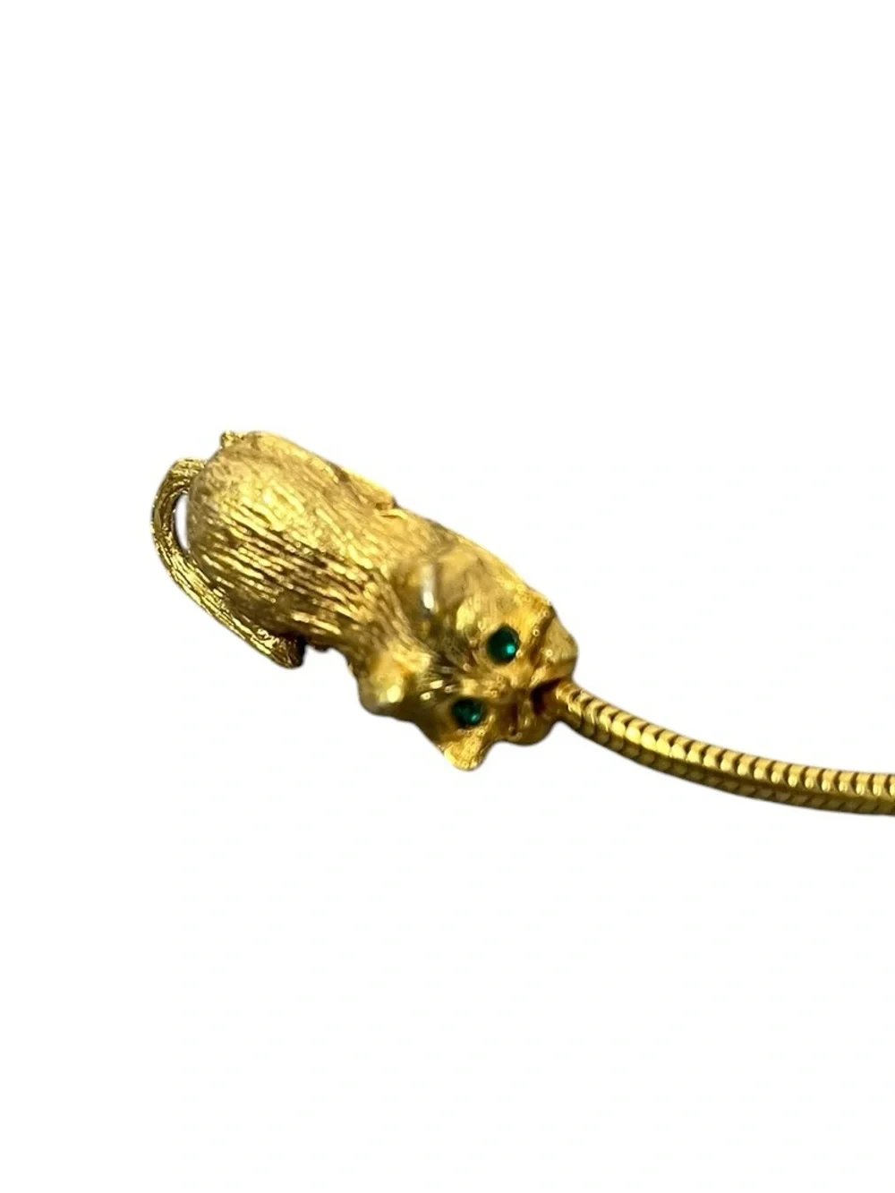 Vintage Gold Mouse + Cat Animal Sweater Collar Clip
